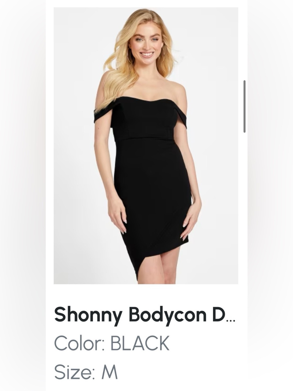 Guess Black Off-Shoulder Asymmetrical Bodycon Dress